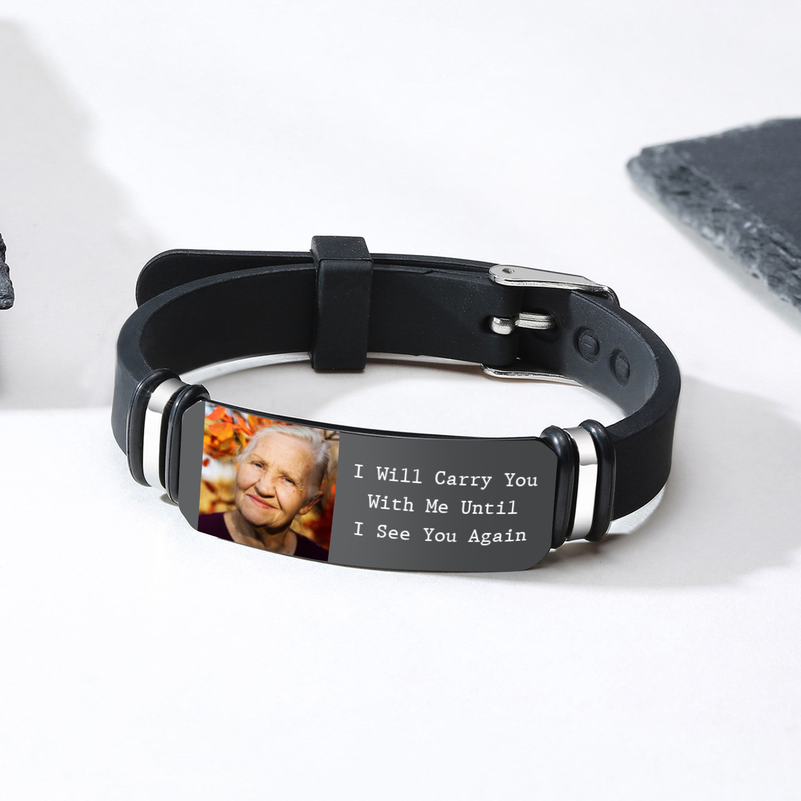 I Will Carry You With Me Until I See You Again Customized Memorial Bracelet A Photo to Keep Their Memory Alive