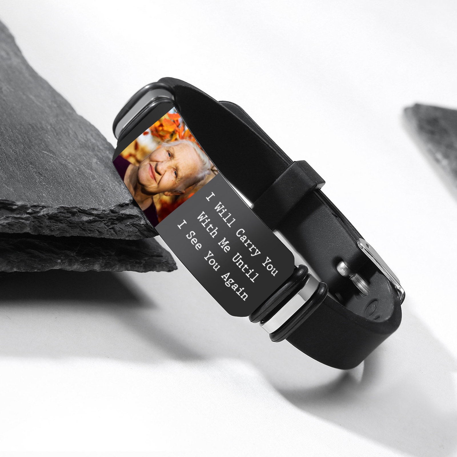I Will Carry You With Me Until I See You Again Customized Memorial Bracelet A Photo to Keep Their Memory Alive