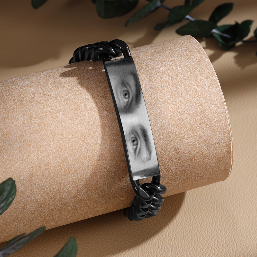 Personalized Eye Bracelet with Custom Photo Cuban Chain Bracelet for Men Gift for Him
