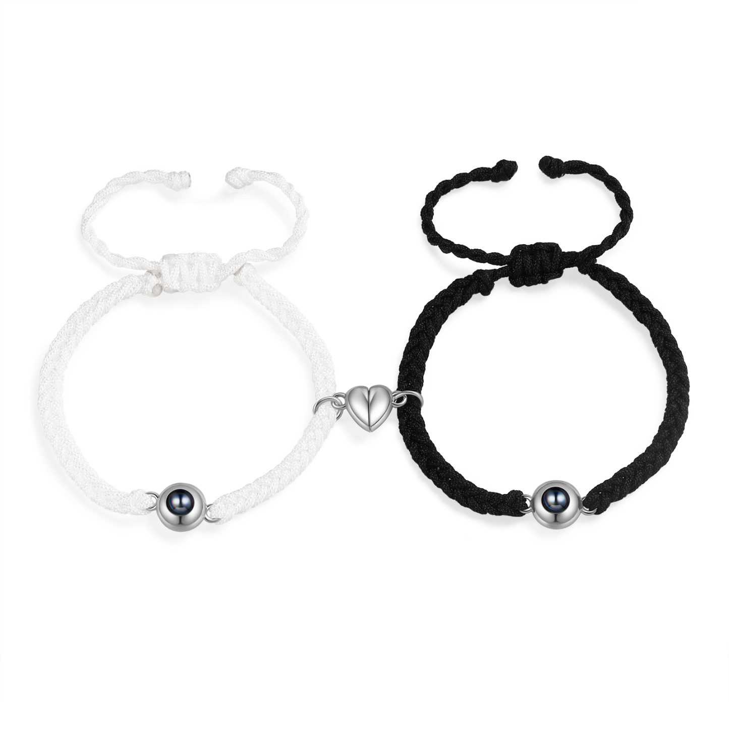 Personalized Magnetic Projection Bracelet Adjustable Rope Jewelry Gift for Couples