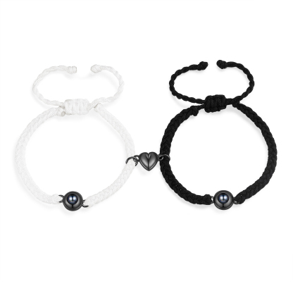 Personalized Magnetic Projection Bracelet Adjustable Rope Jewelry Gift for Couples