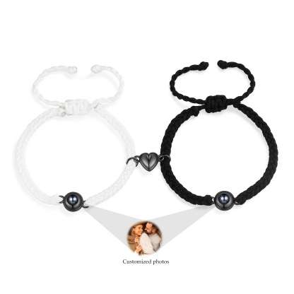 Personalized Magnetic Projection Bracelet Adjustable Rope Jewelry Gift for Couples