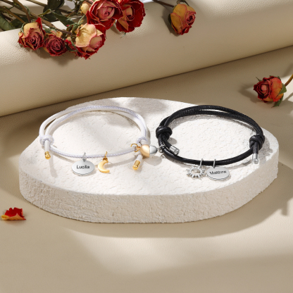 Personalized Couple Magnet Bracelet Linked by Love Valentine’s Day Gift