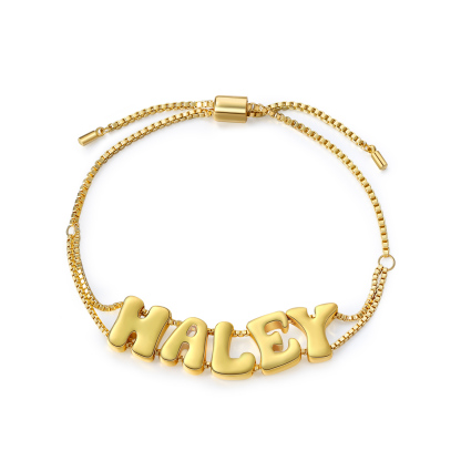 Personalized 3D Name Bracelet Custom Adjustable 5 Letter Gift for Her