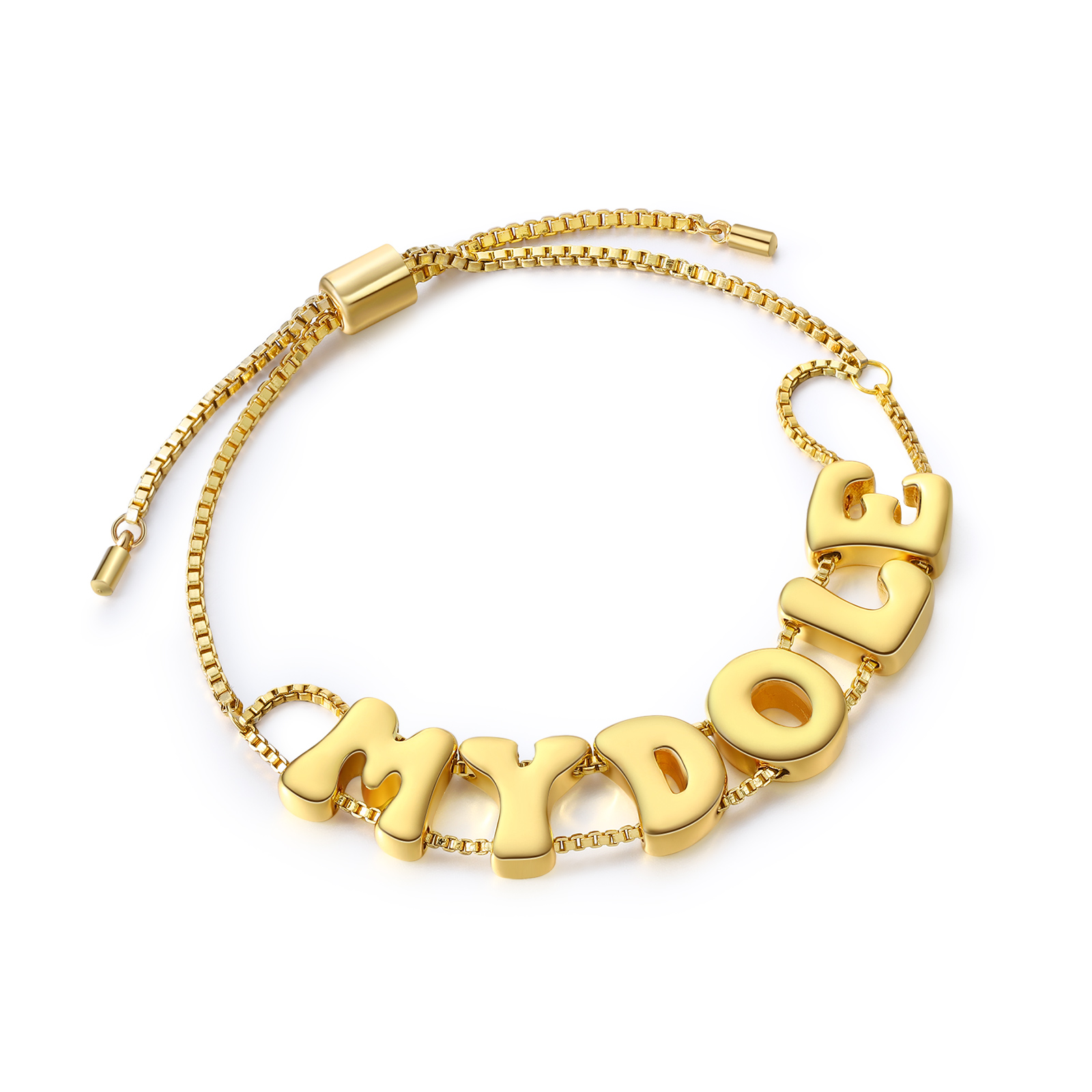 Personalized 3D Name Bracelet Custom Adjustable 6 Letter Gift for Her