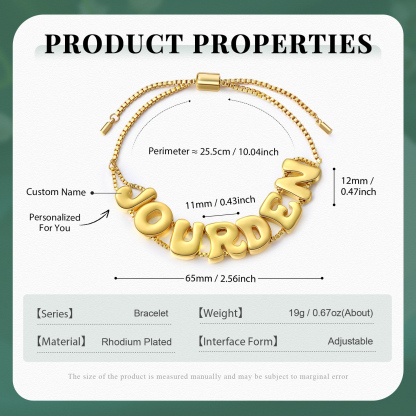 Personalized 3D Name Bracelet Custom Adjustable 7 Letter Gift for Her