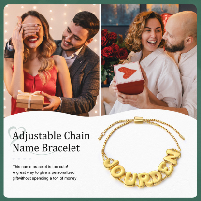 Personalized 3D Name Bracelet Custom Adjustable 7 Letter Gift for Her