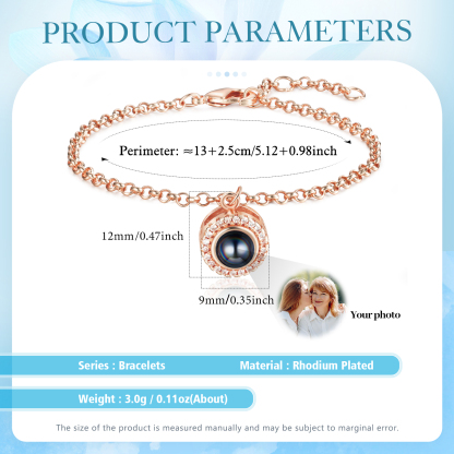 Personalised Projection Bracelet Custom Photo Pendant Gift for Her