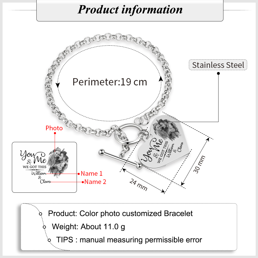 Personalized Photo Bracelet You & Me We Got This Gift for Her