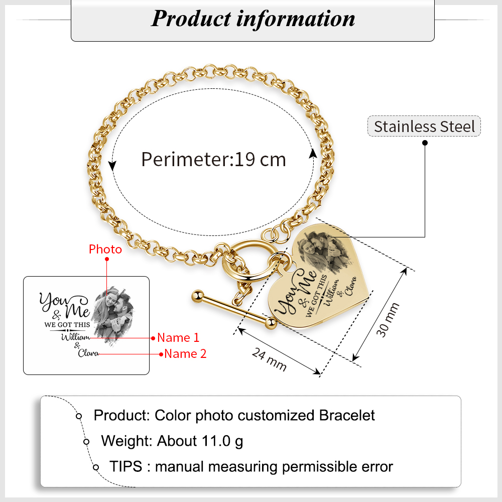 Personalized Photo Bracelet You & Me We Got This Gift for Her