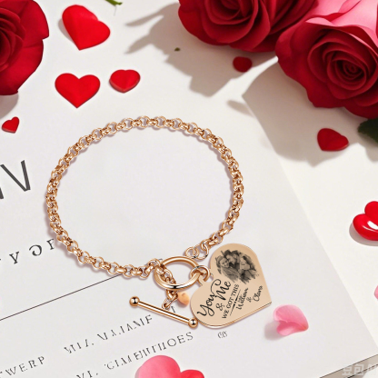 Personalised Photo Bracelet Set You & Me We Got This Custom 1 Photo & 2 Names Gift for Her