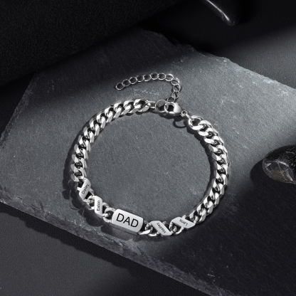 Personalised Cuban Chain Bracelet, Custom Text & 4 Names Engraved Gift for Men | Jessemade