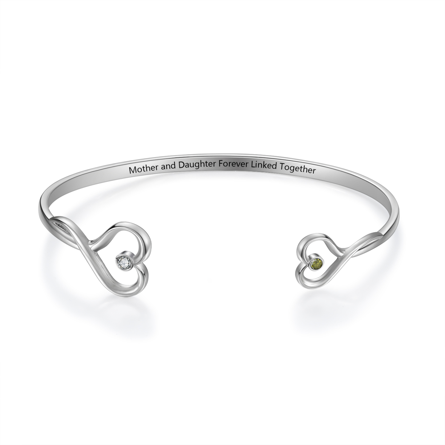 Personalised Birthstone Bangle, Custom 2 Names & Text Bracelet for Mum | Jessemade