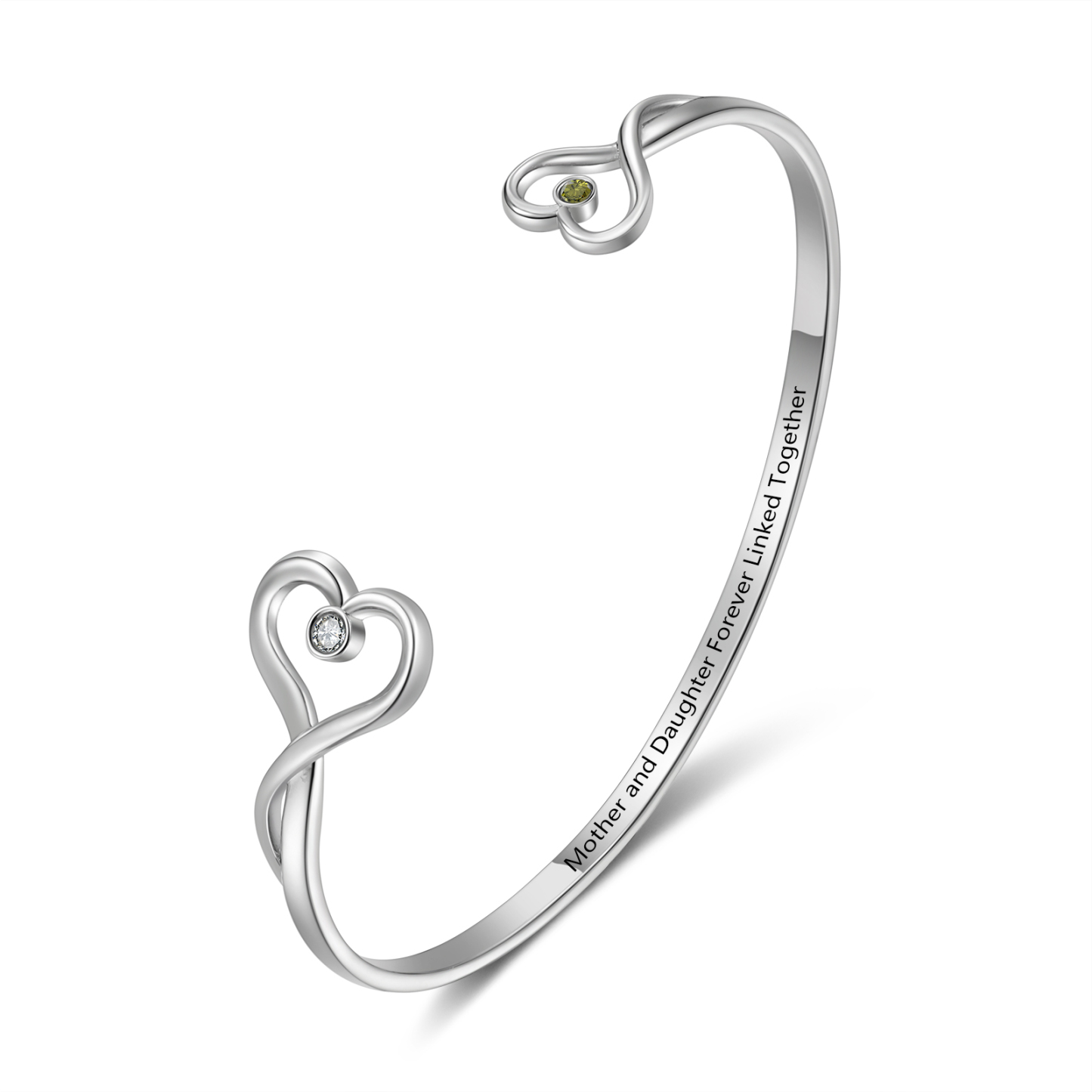 Personalised Birthstone Bangle, Custom 2 Names & Text Bracelet for Mum | Jessemade