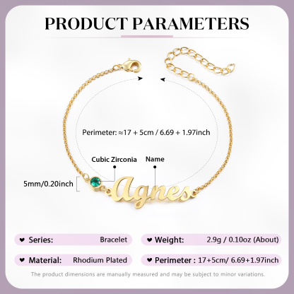 1 Name & 1 Birthstone - Personalized Birthstone Beautiful Gold Color Bracelet Gift for Her | Lorajewel