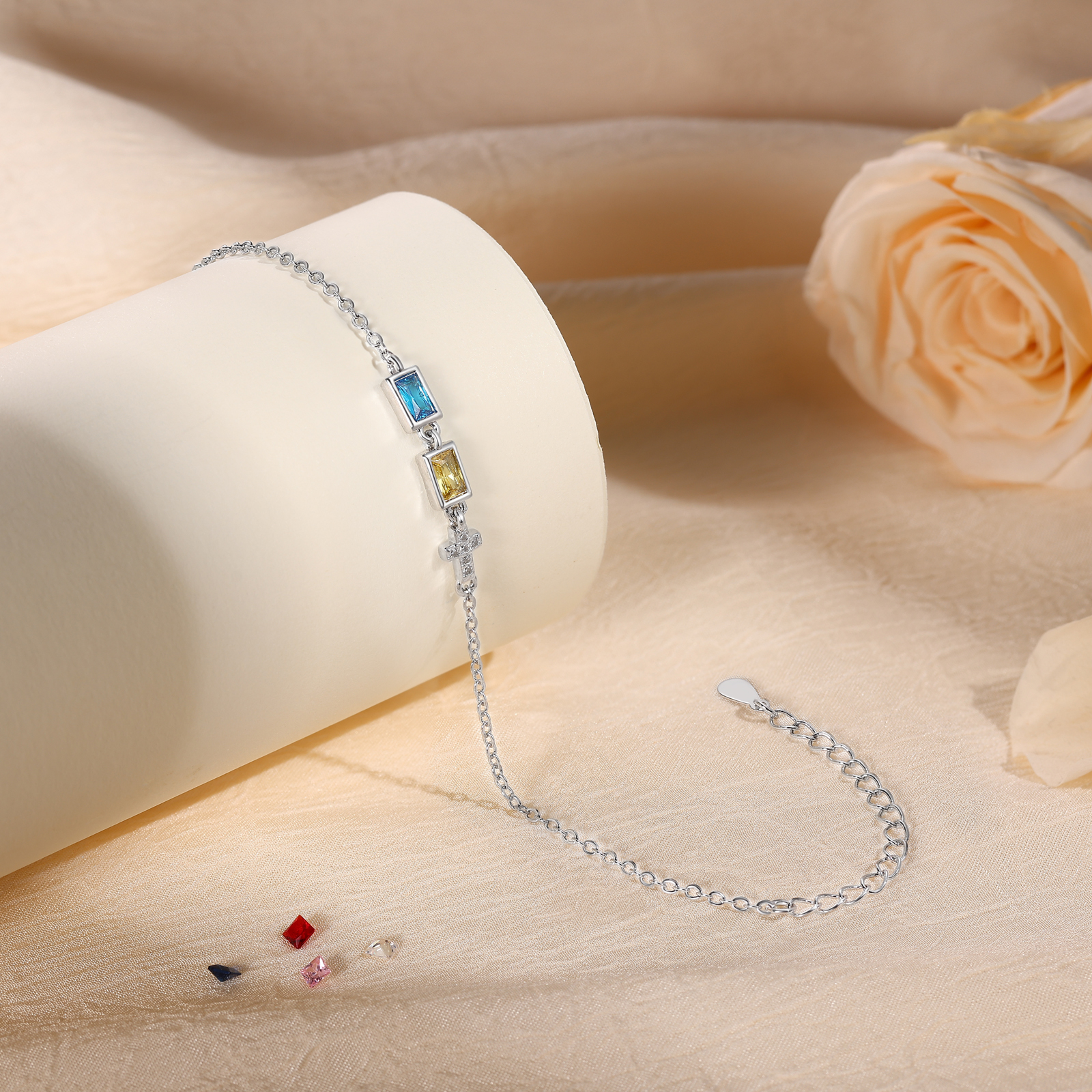 2 Birthstones Personalized Birthstone Bracelet – Meaningful Mother’s Day Gift for Family Members | Lorajewel