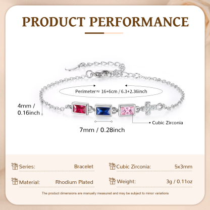 3 Birthstones Personalized Birthstone Bracelet – Meaningful Mother’s Day Gift for Family Members | Lorajewel