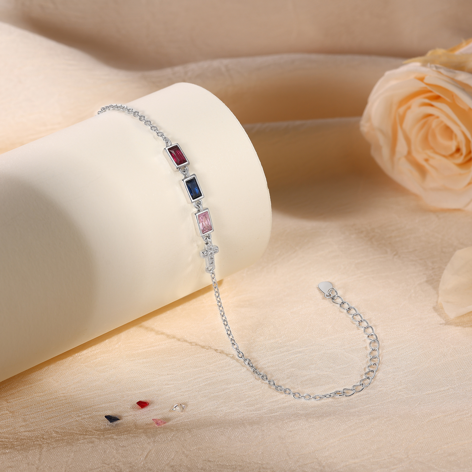 3 Birthstones Personalized Birthstone Bracelet – Meaningful Mother’s Day Gift for Family Members | Lorajewel