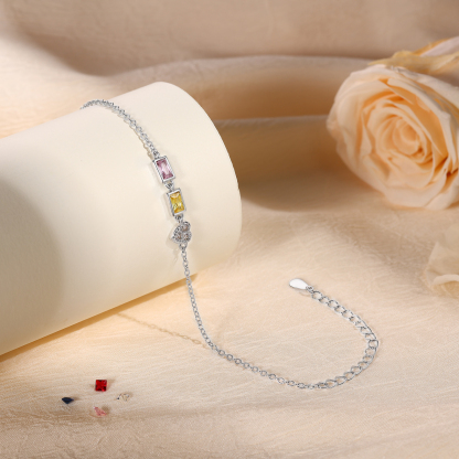 Custom Mother’s Day Birthstone Necklace Bracelet – Adjustable 2 Birthstones Family Gift for Her | Lorajewel