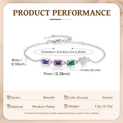 Custom Mother’s Day Birthstone Necklace Bracelet – Adjustable 3 Birthstones Family Gift for Her | Lorajewel