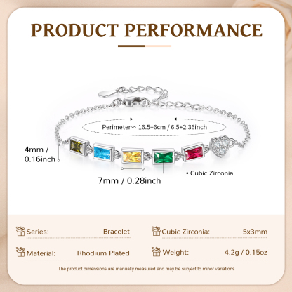 Custom Mother’s Day Birthstone Necklace Bracelet – Adjustable 5 Birthstones Family Gift for Her | Lorajewel