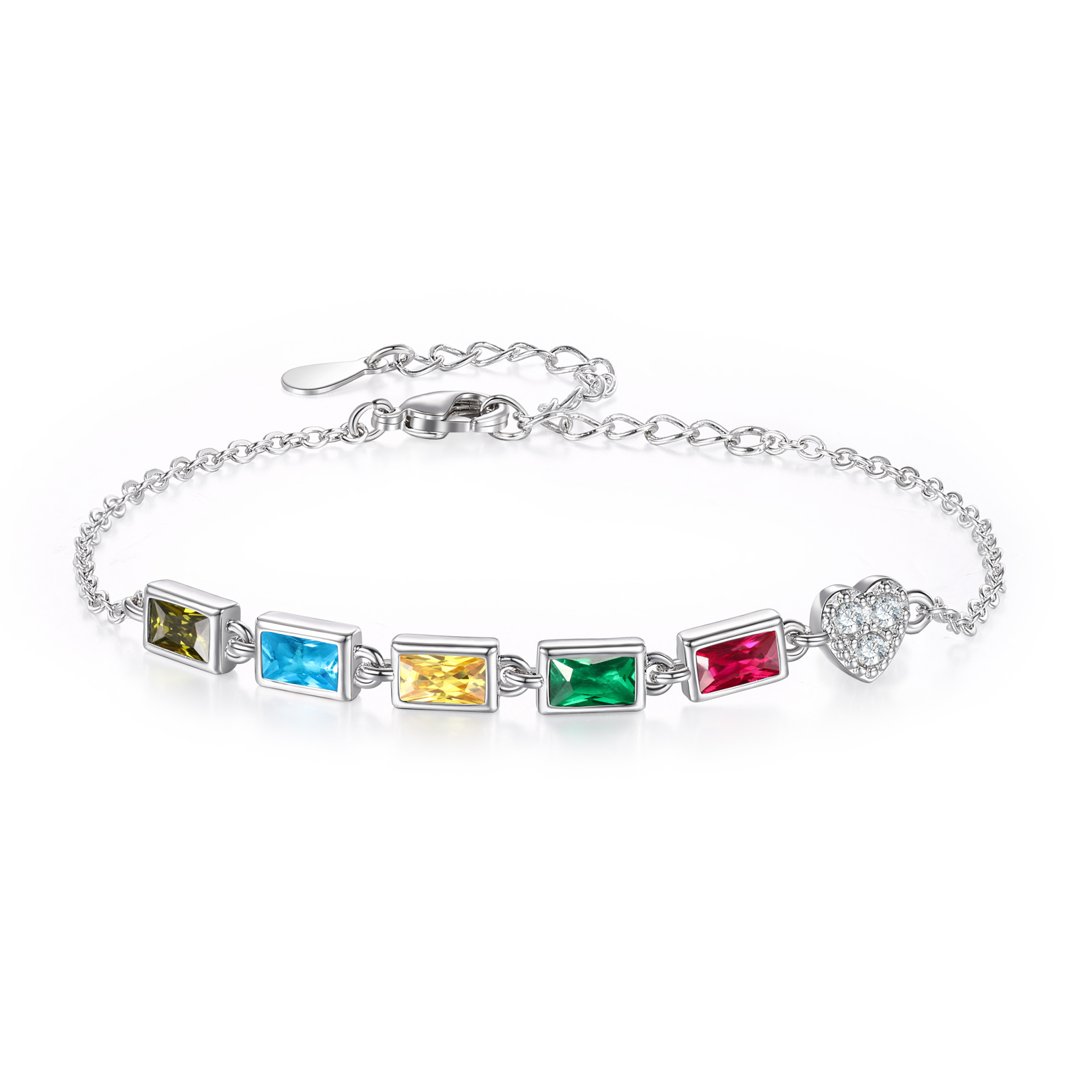 Custom Mother’s Day Birthstone Necklace Bracelet – Adjustable 5 Birthstones Family Gift for Her | Lorajewel