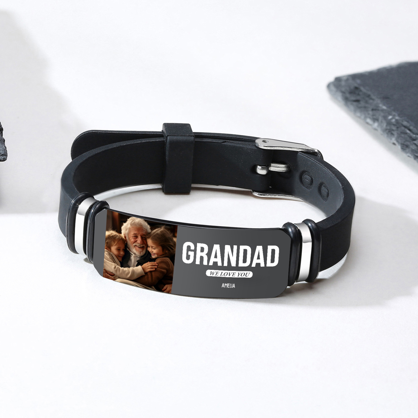 Personalised Wristband Bracelet, Custom 1-6 Names, 3 Texts & Photo Wristband Gift For Him | Jessemade