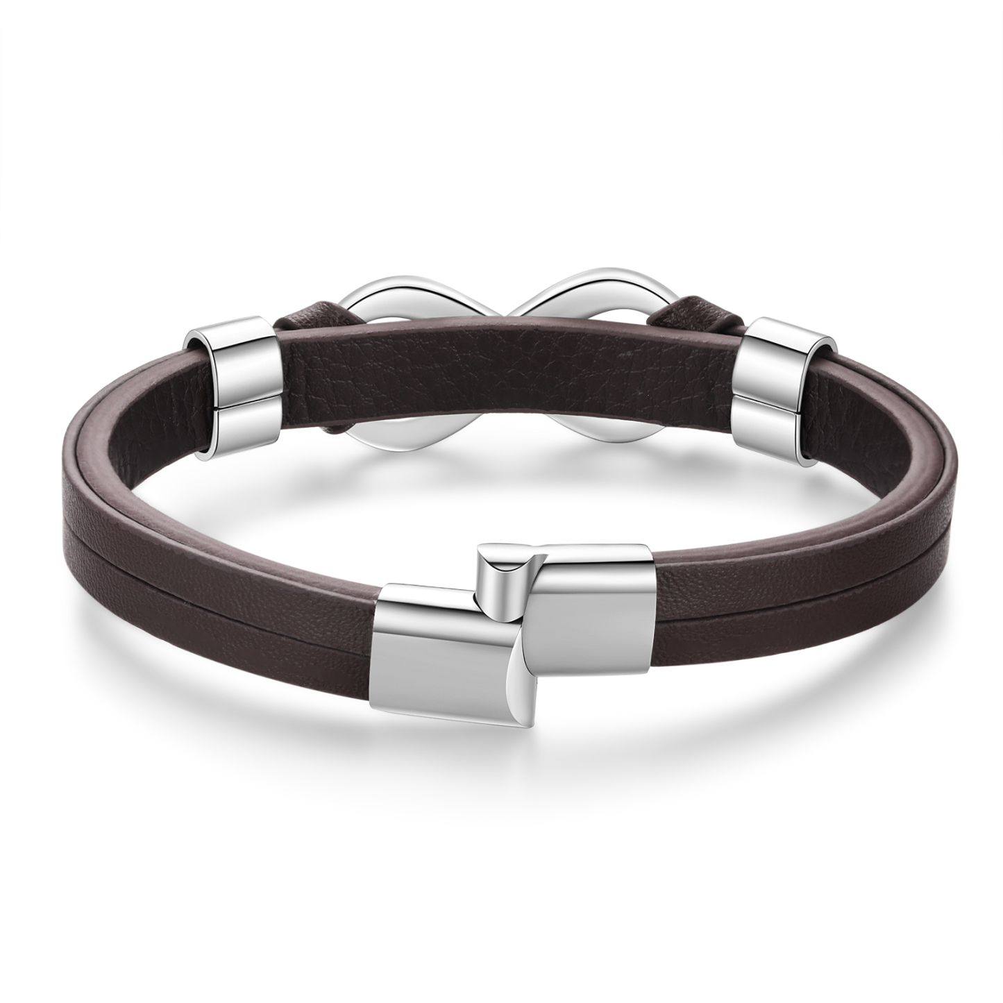 Personalized 2 Names&1 Text Leather Bracelet Custom for Him