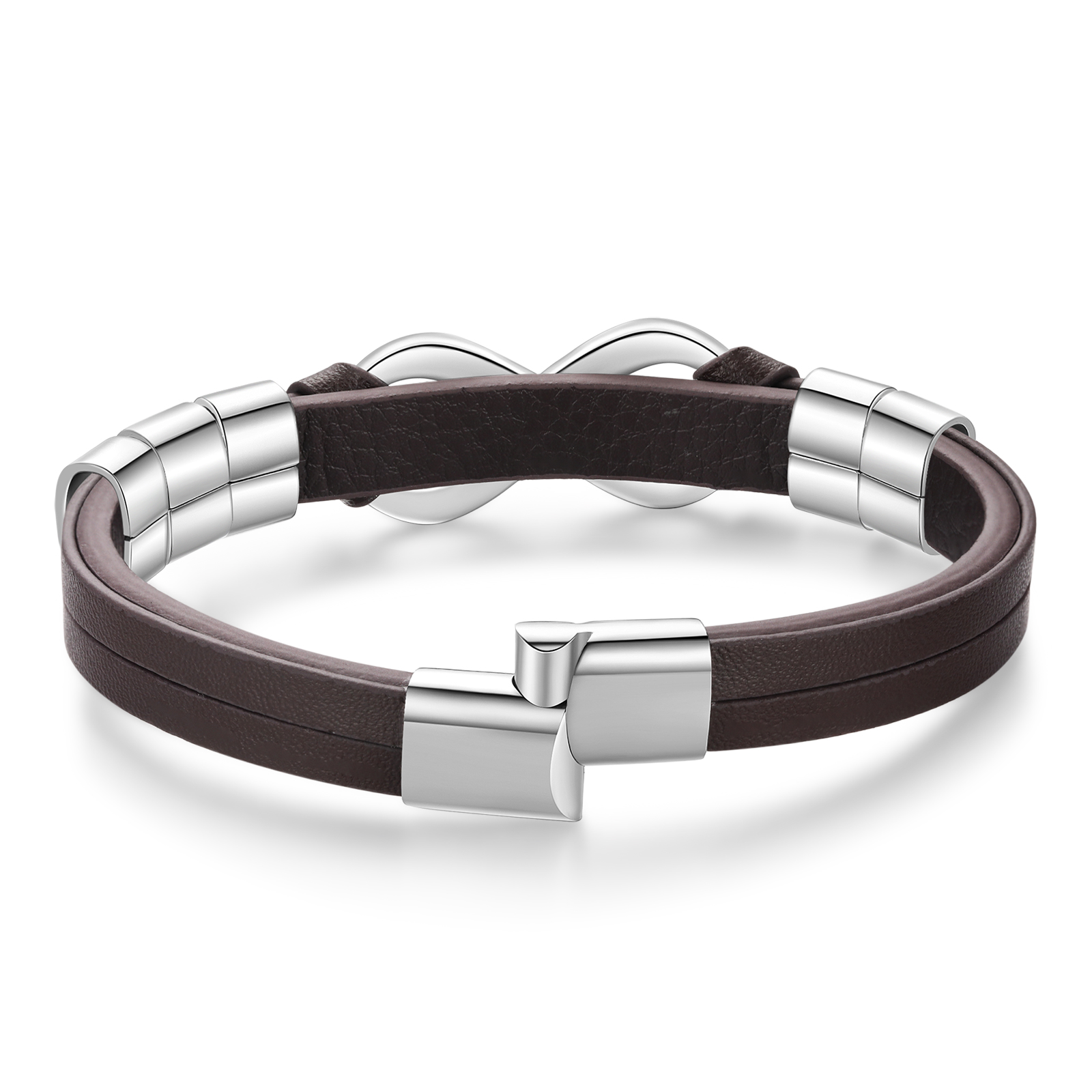 Personalized 5 Names&1 Text Leather Bracelet Custom for Him