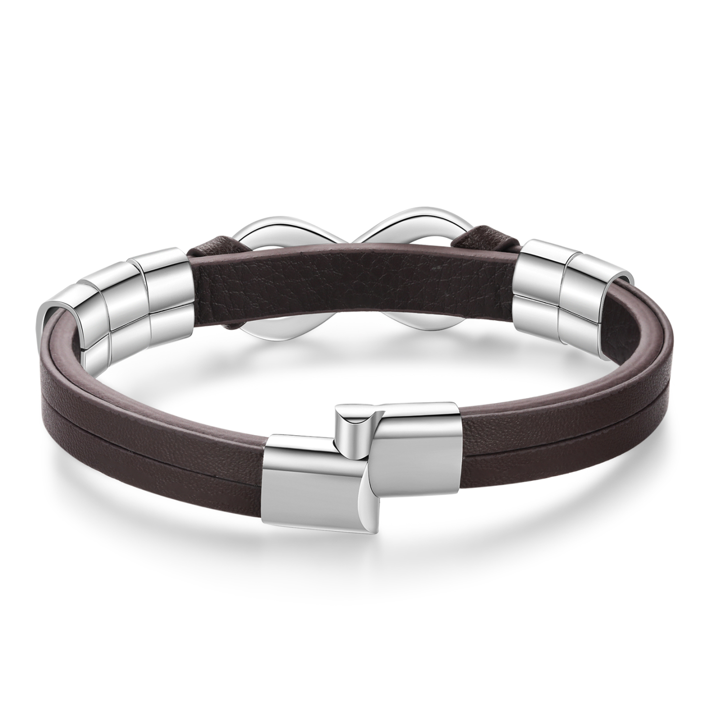 Personalized 5 Names&1 Text Leather Bracelet Custom for Him