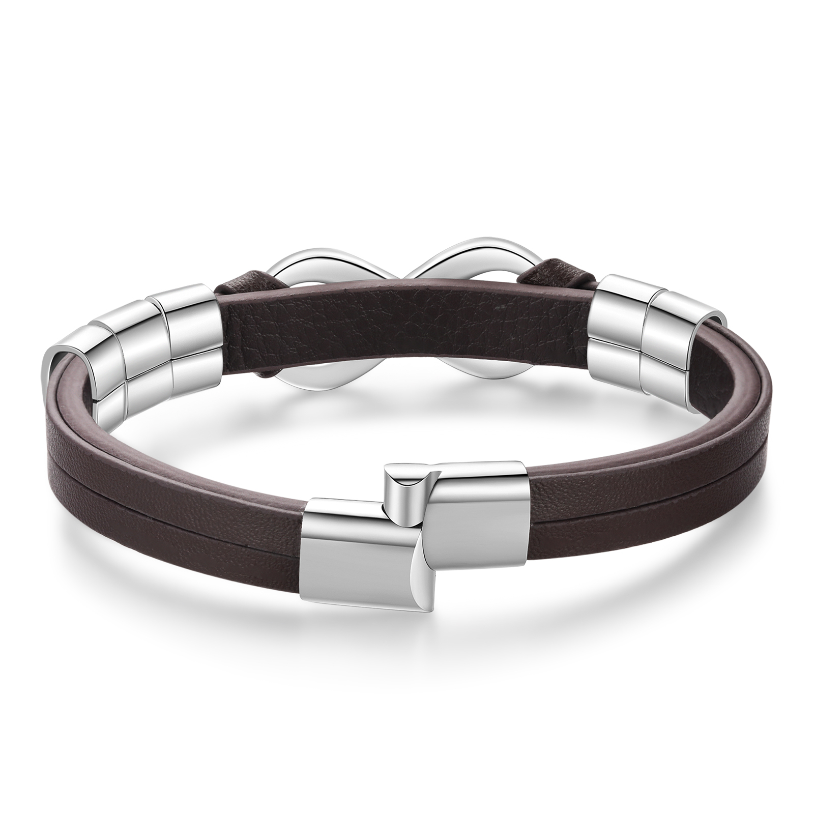 Personalized 5 Names&1 Text Leather Bracelet Custom for Him