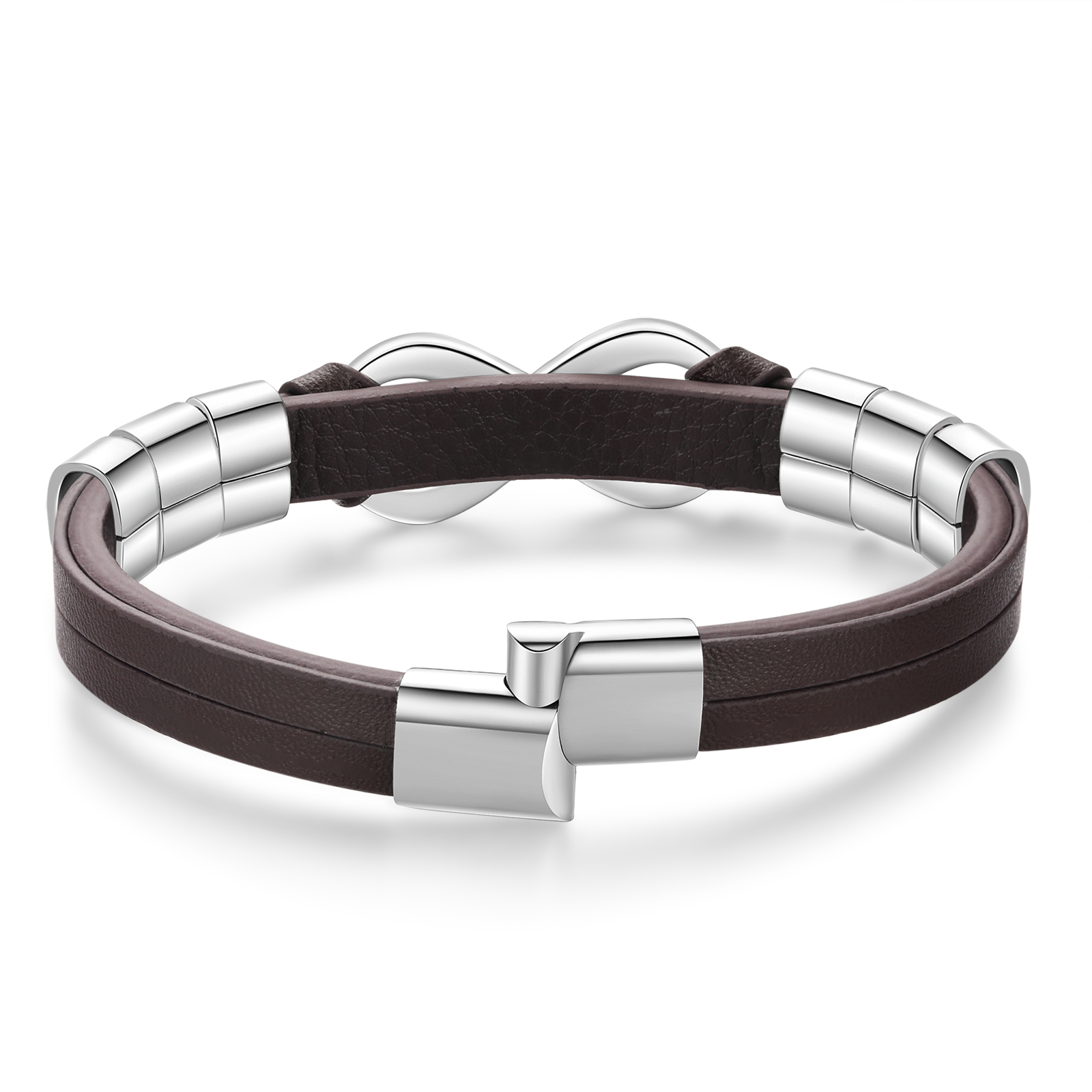 Personalized 6 Names&1 Text Leather Bracelet Custom for Him