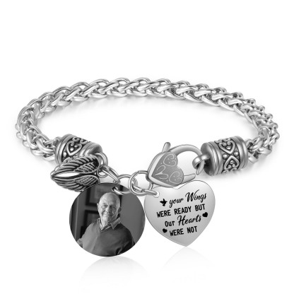Personalised Memorial Bracelet, Custom Photo Remembrance Jewellery for He/Her | Jessemade