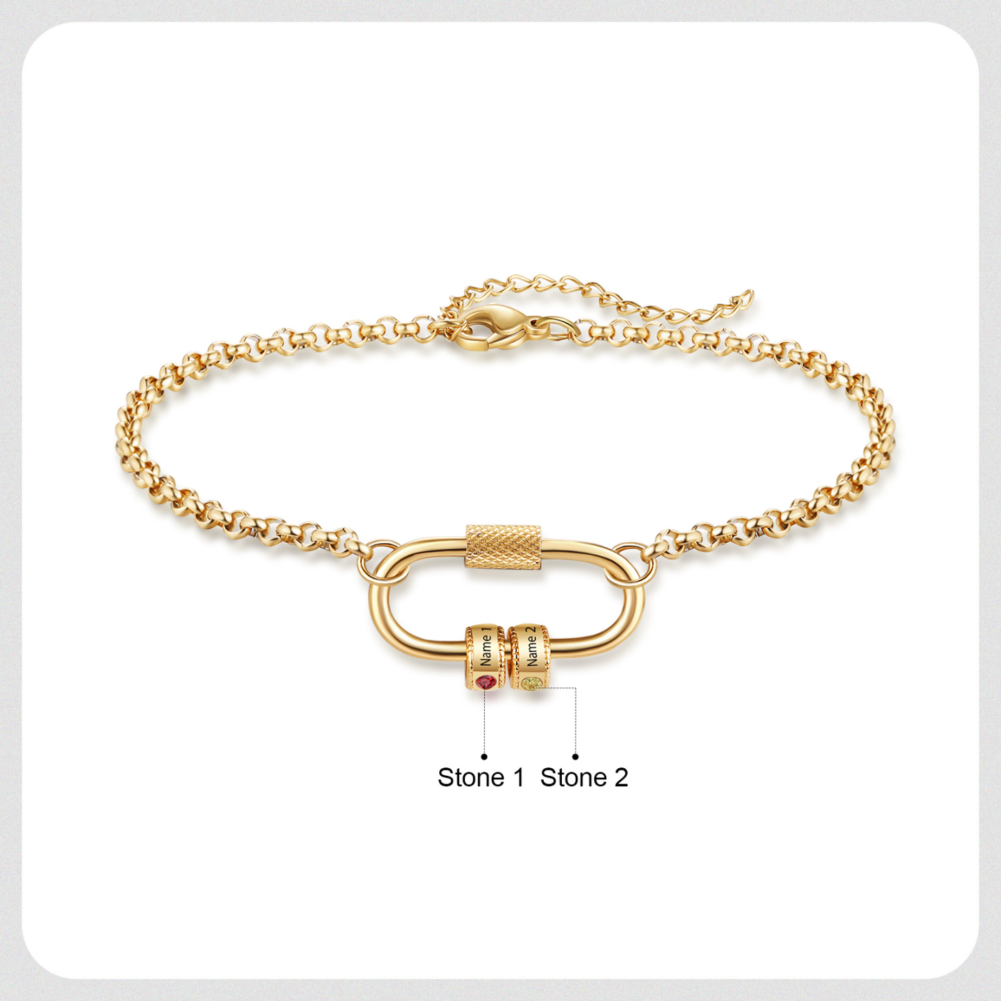 Personalized Bracelet With 2 Birthstones Heart Charm Bracelet Gift For Women | Lorajewel