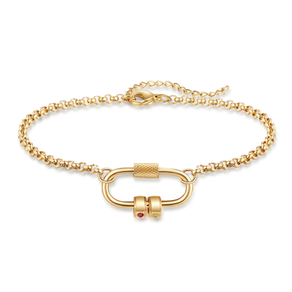 Personalized Bracelet With 2 Birthstones Heart Charm Bracelet Gift For Women | Lorajewel