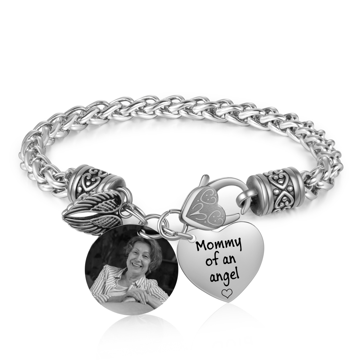 Personalized Memorial Bracelet, Custom Photo Mommy Of An Angel Remembrance Jewellery for Mom | Lorajewel