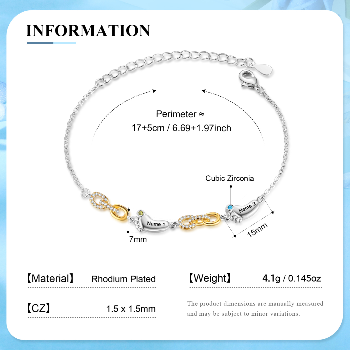 2 Names Personalized Birthstone Bracelet – Infinity Family Foot Charm Jewellery | Lorajewel