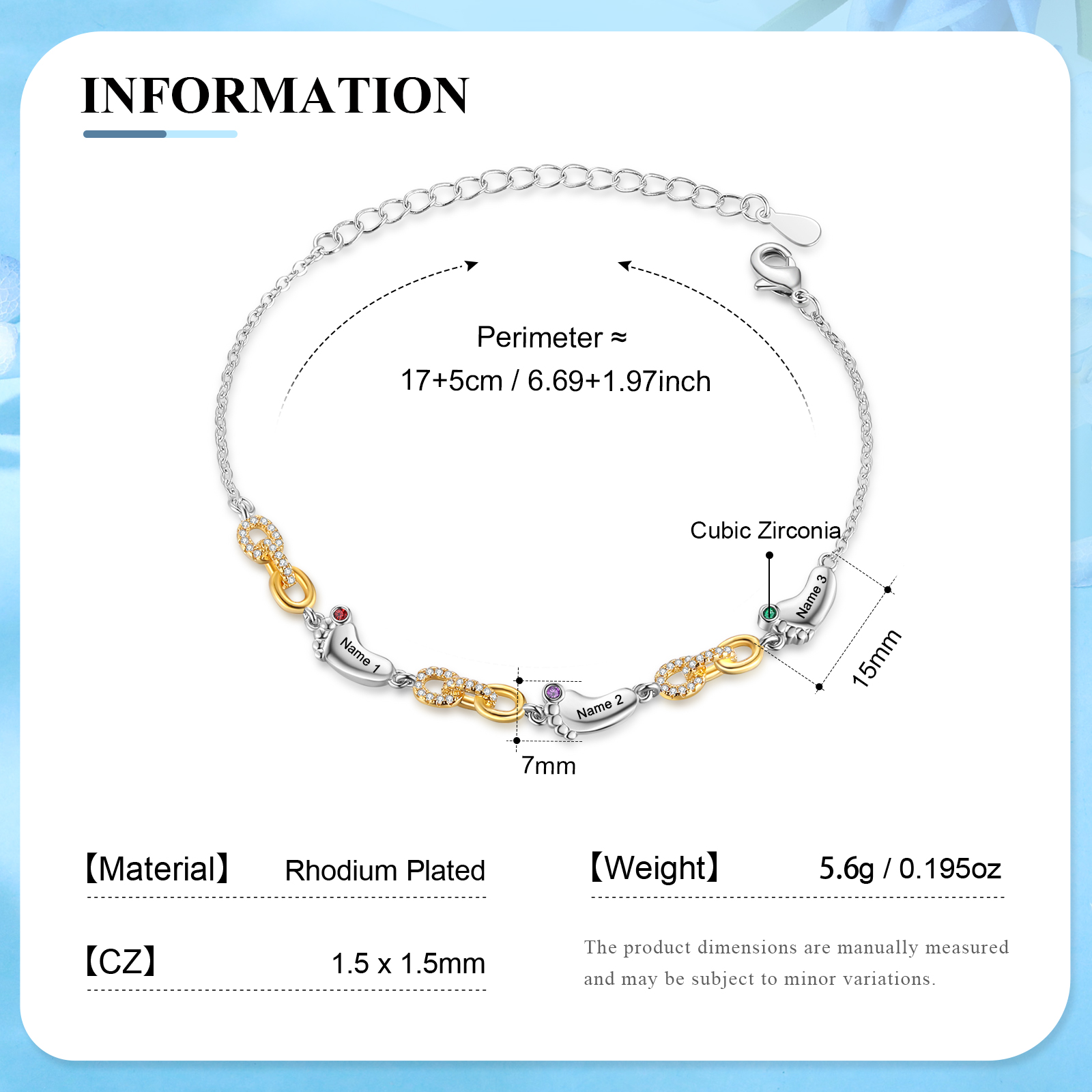 3 Names Personalized Birthstone Bracelet – Infinity Family Foot Charm Jewellery | Lorajewel