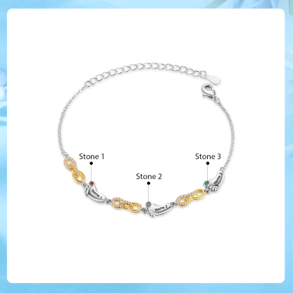 3 Names Personalized Birthstone Bracelet – Infinity Family Foot Charm Jewellery | Lorajewel