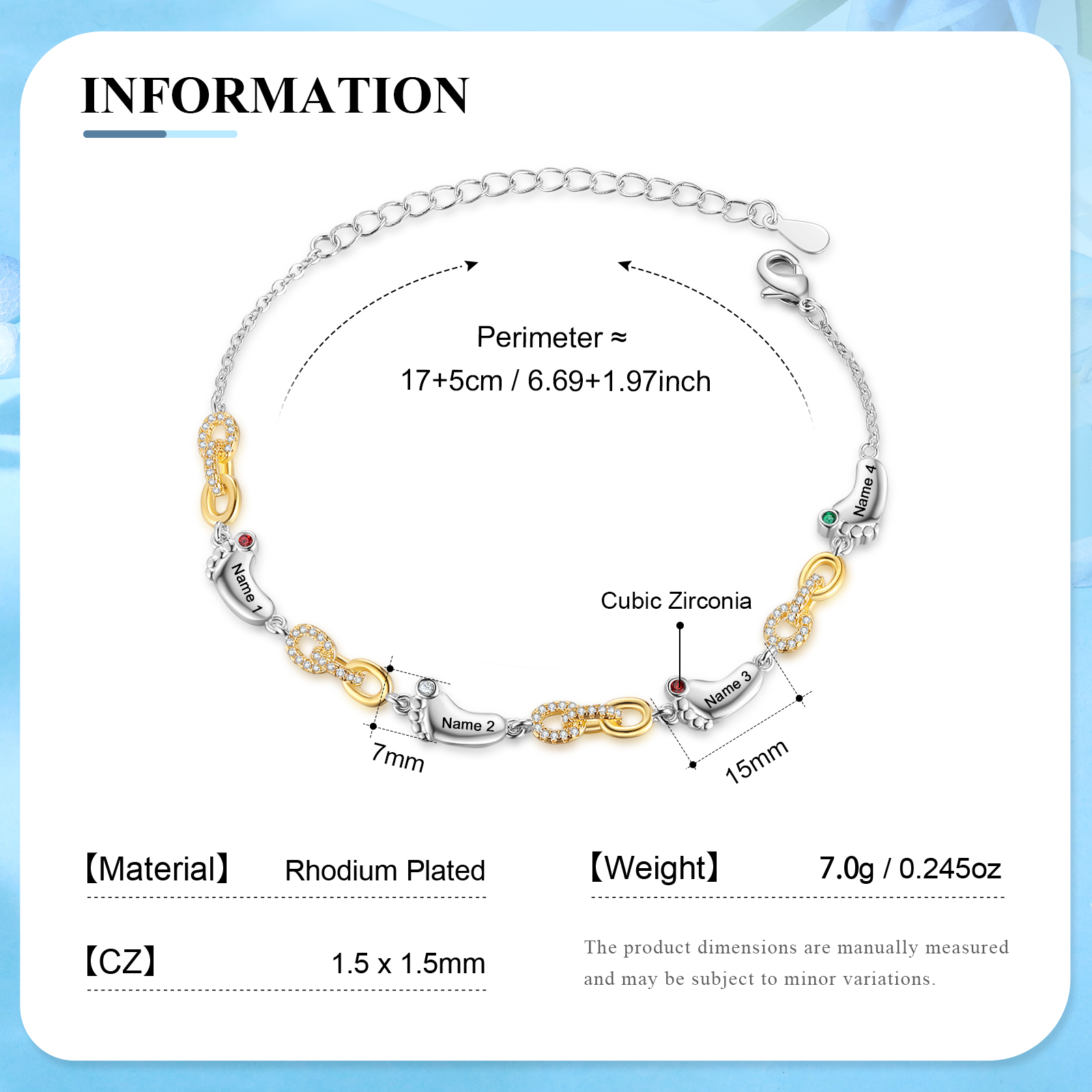 4 Names Personalized Birthstone Bracelet – Infinity Family Foot Charm Jewellery | Lorajewel