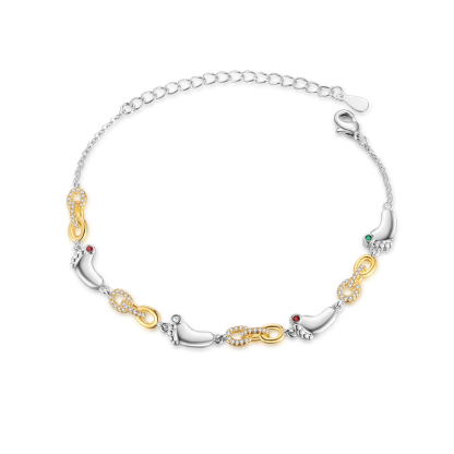 4 Names Personalized Birthstone Bracelet – Infinity Family Foot Charm Jewellery | Lorajewel