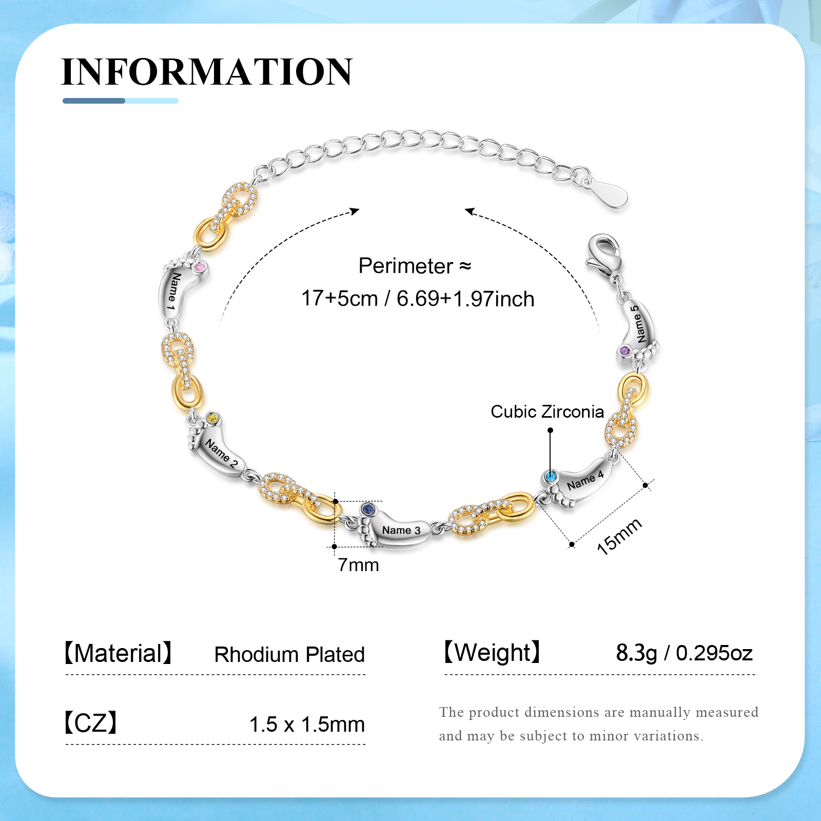 5 Names Personalized Birthstone Bracelet – Infinity Family Foot Charm Jewellery | Lorajewel
