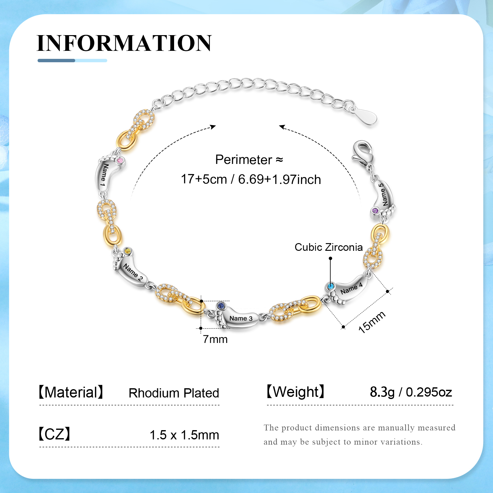 5 Names Personalized Birthstone Bracelet – Infinity Family Foot Charm Jewellery | Lorajewel