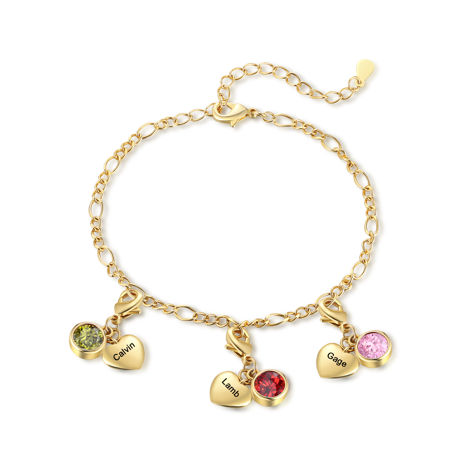 3 Names & 3 Birthstones - Personalized Birthstone Beautiful Bracelet Gift for Her