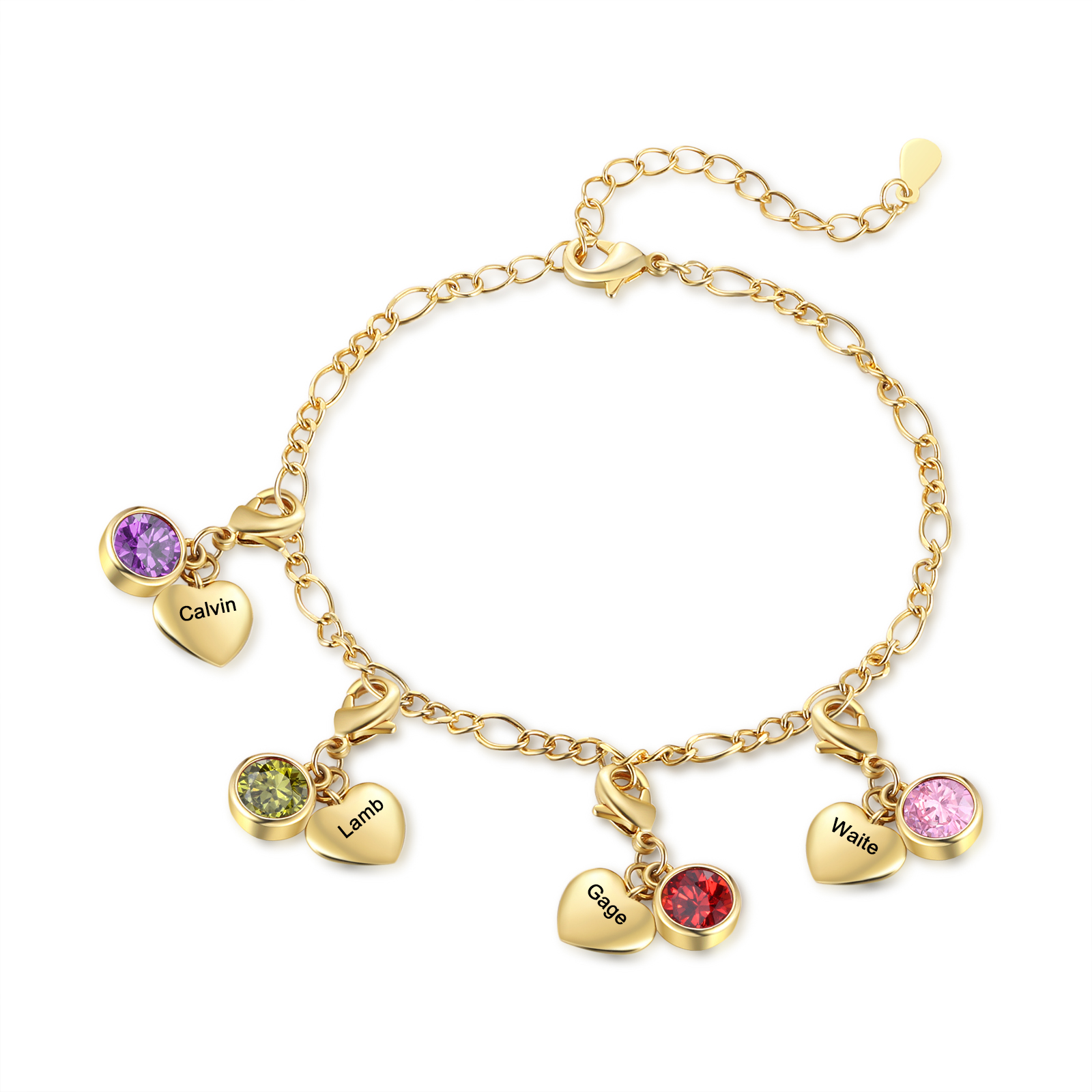 4 Names & 4 Birthstones - Personalized Birthstone Beautiful Bracelet Gift for Her