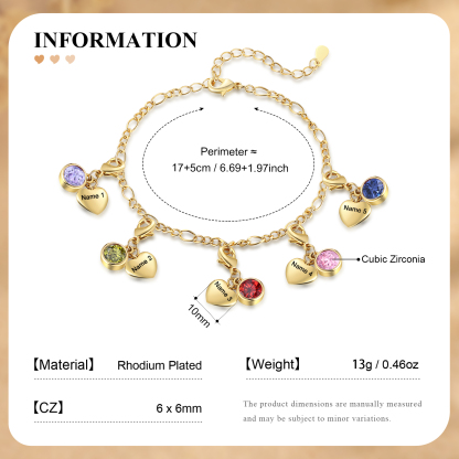 5 Names & 5 Birthstones - Personalized Birthstone Beautiful Bracelet Gift for Her