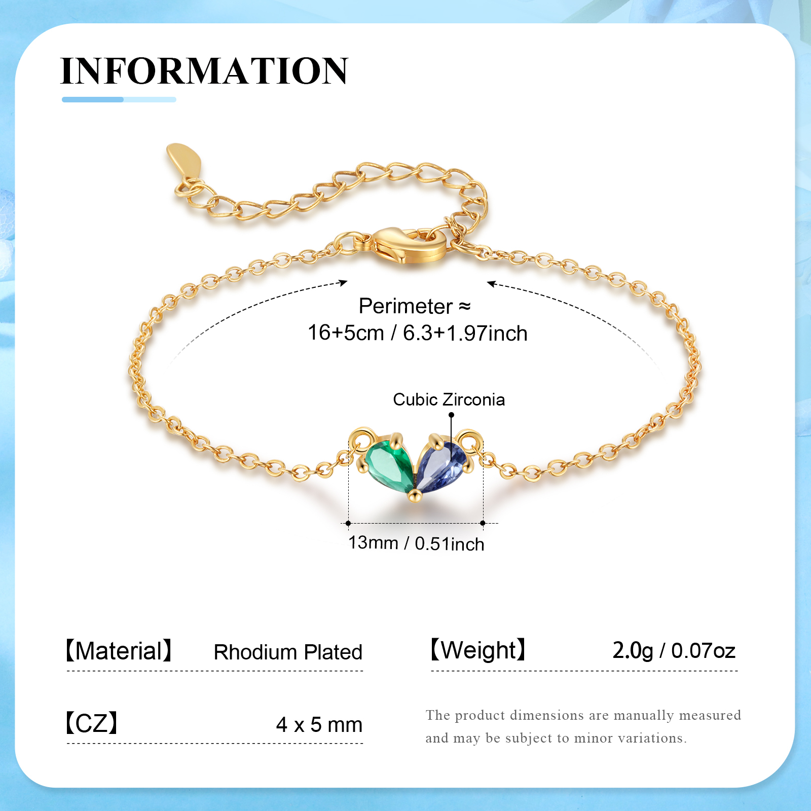 2 Birthstones Personalized Heart Bracelet – Custom Jewellery Gift for Mum | Lorajewel