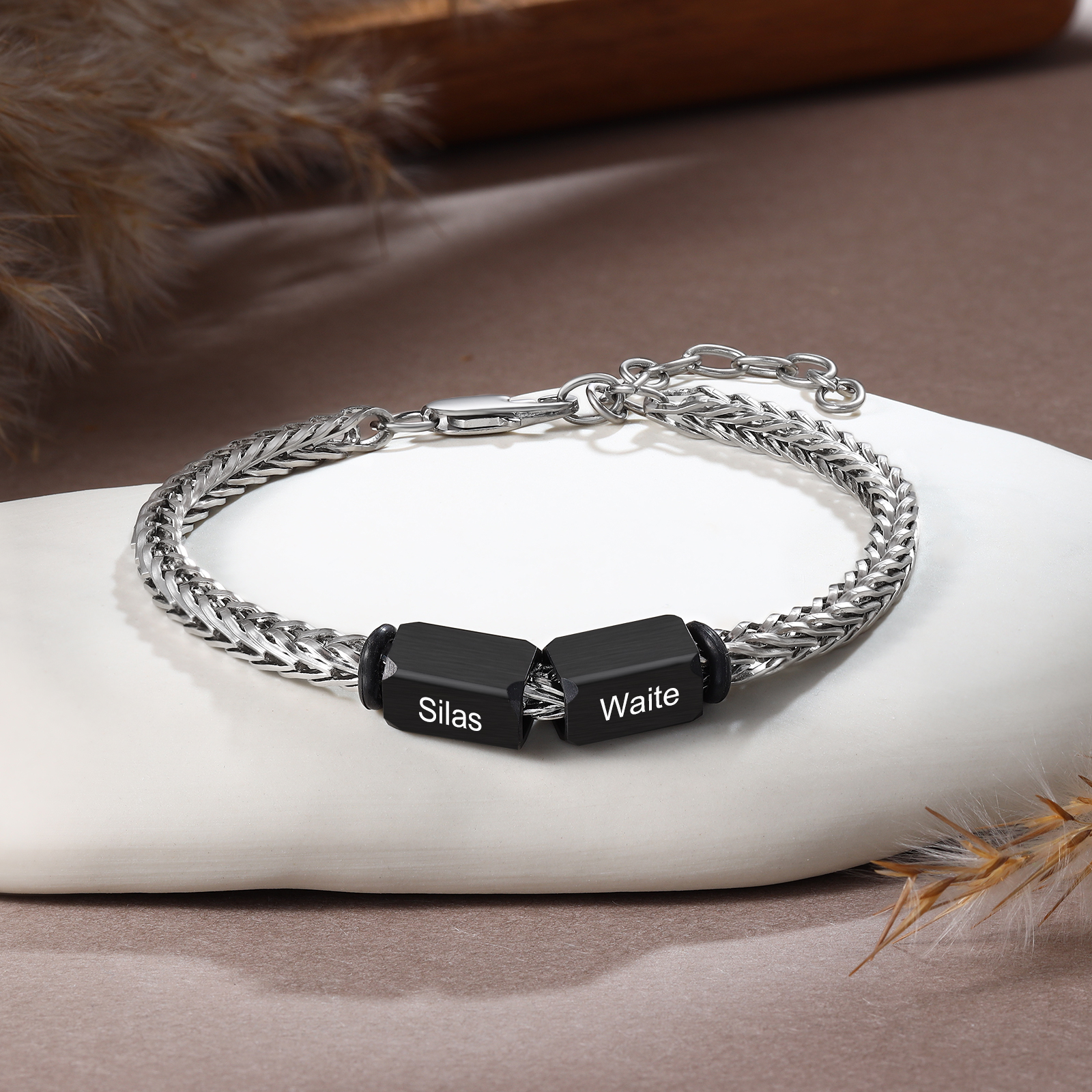 Custom Name Stainless Steel Bracelet for Men – Thoughtful Father’s Day Gift from Family | Lorajewel