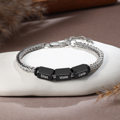 Custom 3 Names Personalized Stainless Steel Bracelet for Men – Thoughtful Father’s Day Gift from Family | Lorajewel