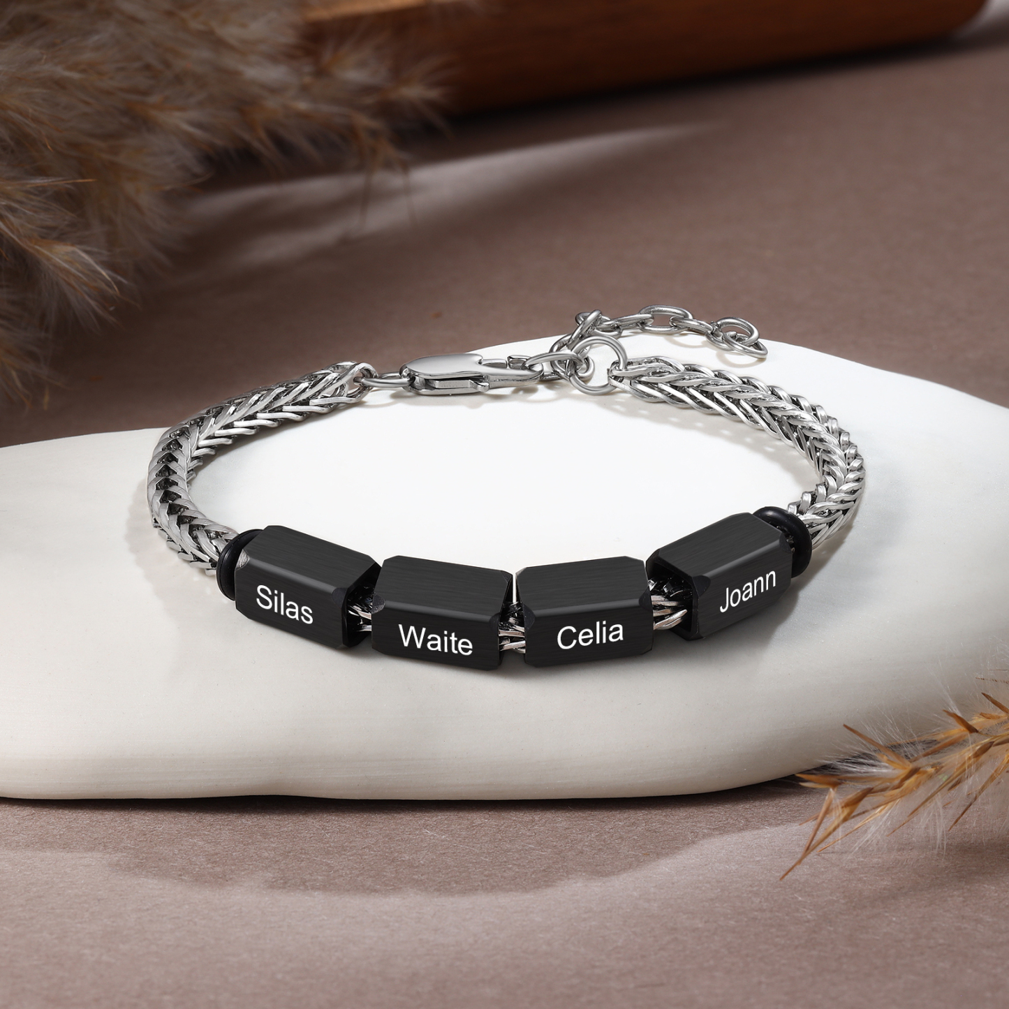 Custom 4 Names Personalized Stainless Steel Bracelet for Men – Thoughtful Father’s Day Gift from Family | Lorajewel